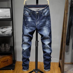 Men's Dark Blue Casual Denim Pants