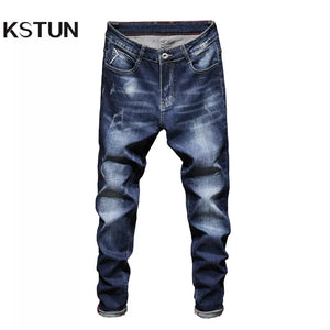 Men's Dark Blue Casual Denim Pants