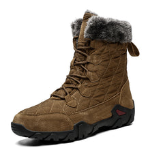 Men's Martin Boots Fur Plush Suede Leather & Waterproof Fabric Ankle Snow Boots