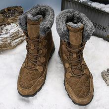 Men's Martin Boots Fur Plush Suede Leather & Waterproof Fabric Ankle Snow Boots