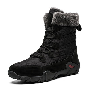 Men's Martin Boots Fur Plush Suede Leather & Waterproof Fabric Ankle Snow Boots