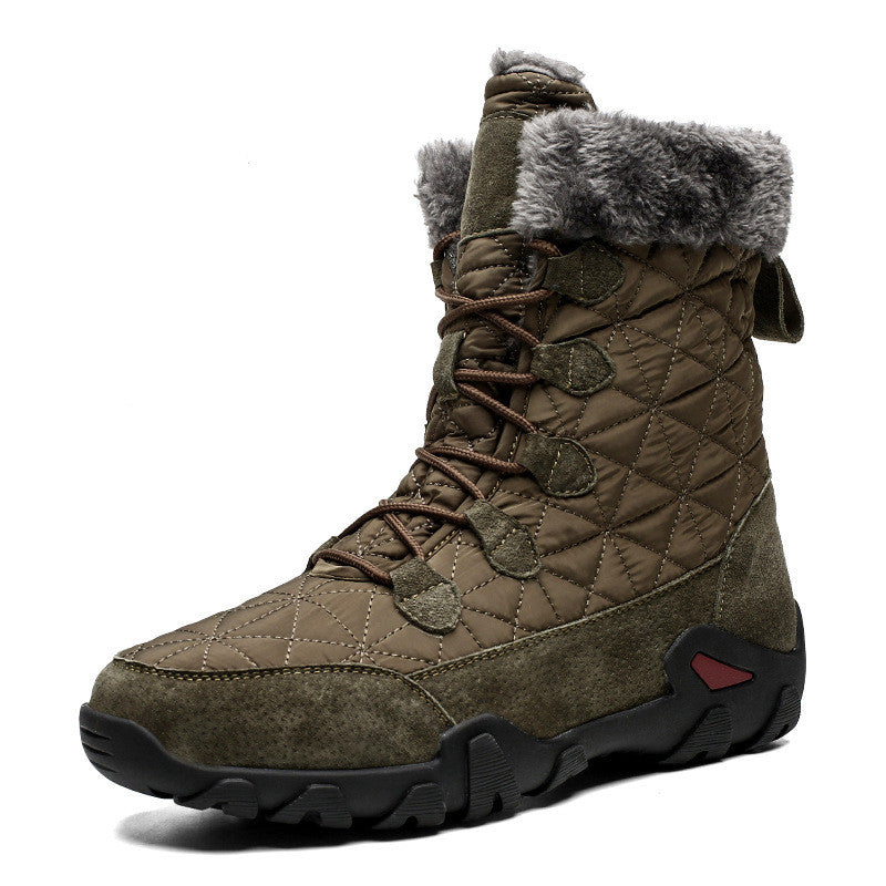 Men's Martin Boots Fur Plush Suede Leather & Waterproof Fabric Ankle Snow Boots