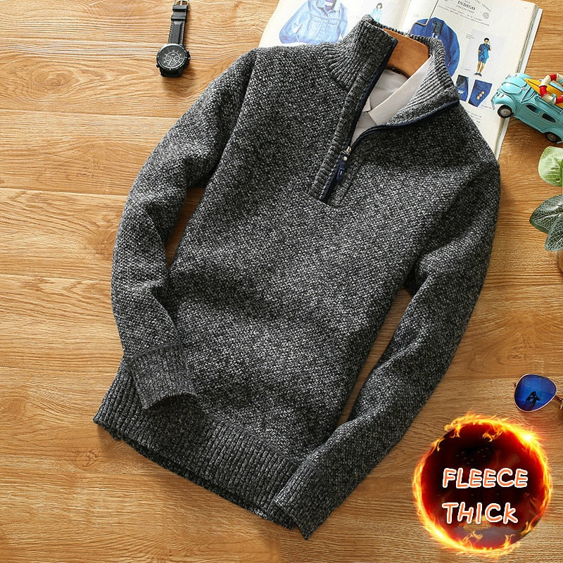 Men's Fleece Sweater Half Zipper Turtleneck Pullover