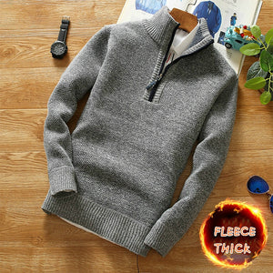 Men's Fleece Sweater Half Zipper Turtleneck Pullover