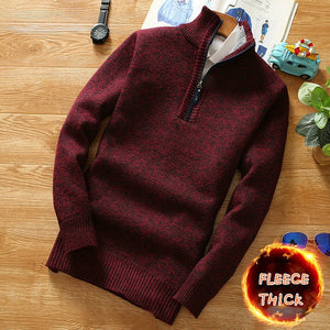 Men's Fleece Sweater Half Zipper Turtleneck Pullover