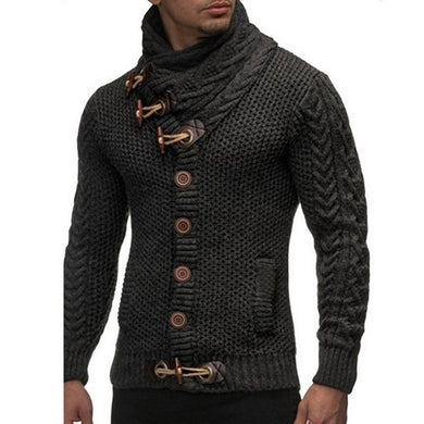 Vintage Horns Buckle Thick Sweater Cardigan Fashion
