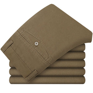 MYDBSH Men Khakis Twill Pants Ropa Casual Hombre Mid-low Rise Khakis Pants Men's Solid Clothing
