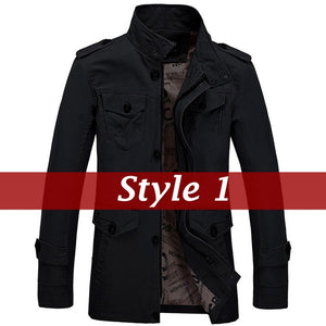 Men's Fashion Jackets Collar Military Coat 3 Colors