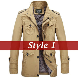 Men's Fashion Jackets Collar Military Coat 3 Colors