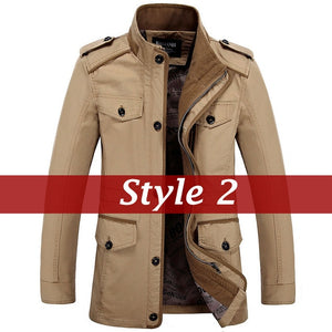 Men's Fashion Jackets Collar Military Coat 3 Colors